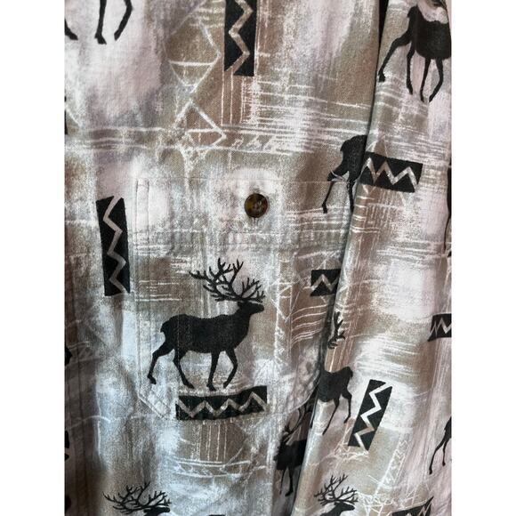 Woolrich Deer Print Button Up Sz XL - Picture 2 of 4